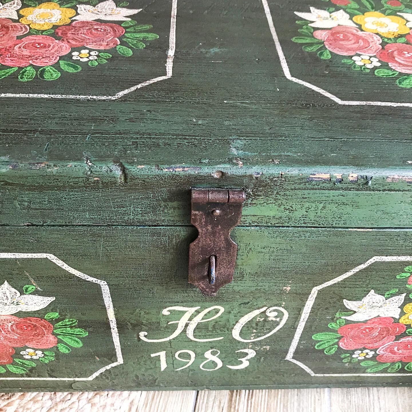 Hand-painted wooden trunk