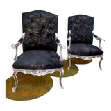 Black armchairs Louis XV style
