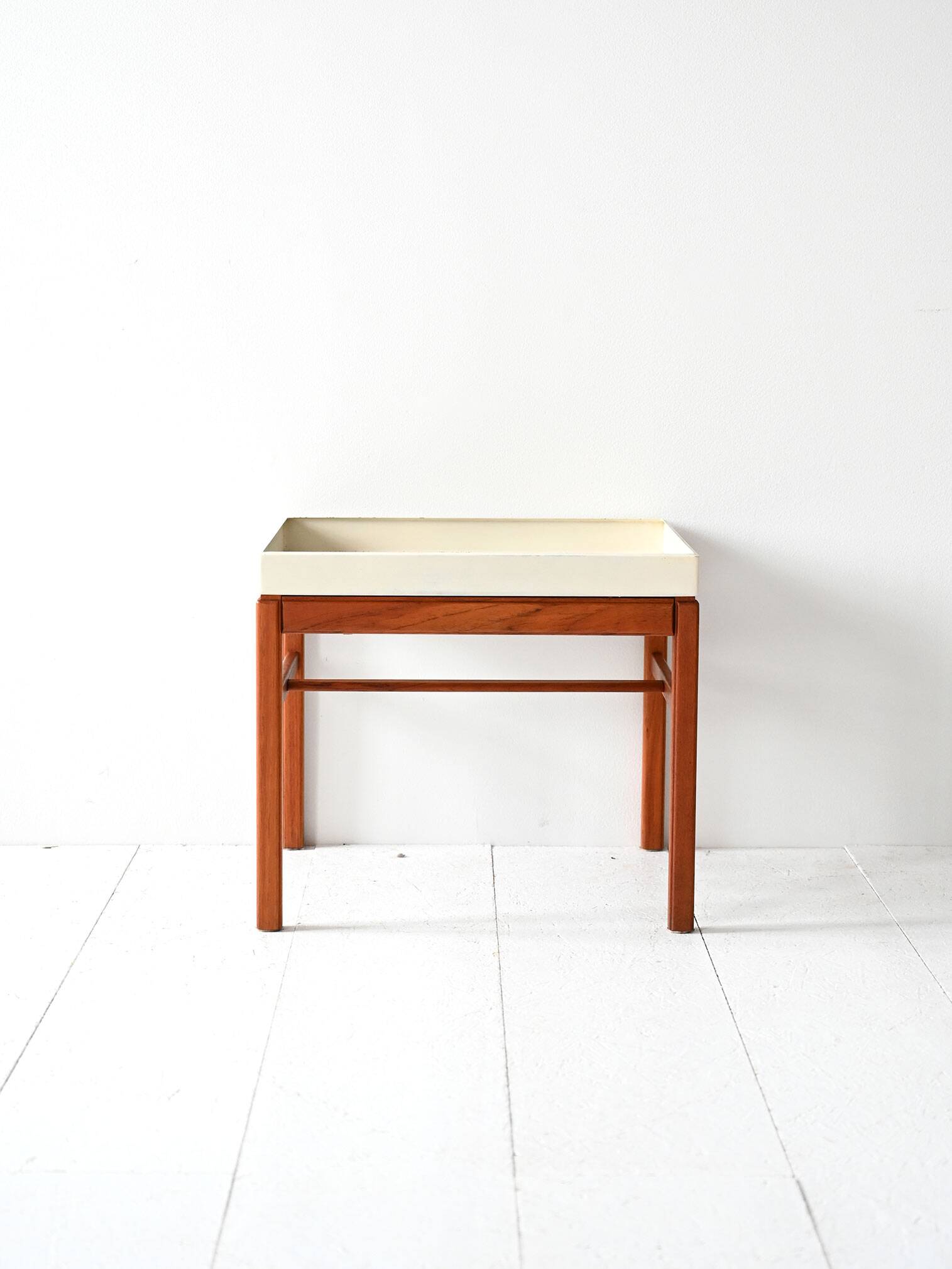 Vintage Scandinavian teak and metal planter