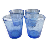 Set of 4 vintage glass pâte de verre Biot bubble glasses