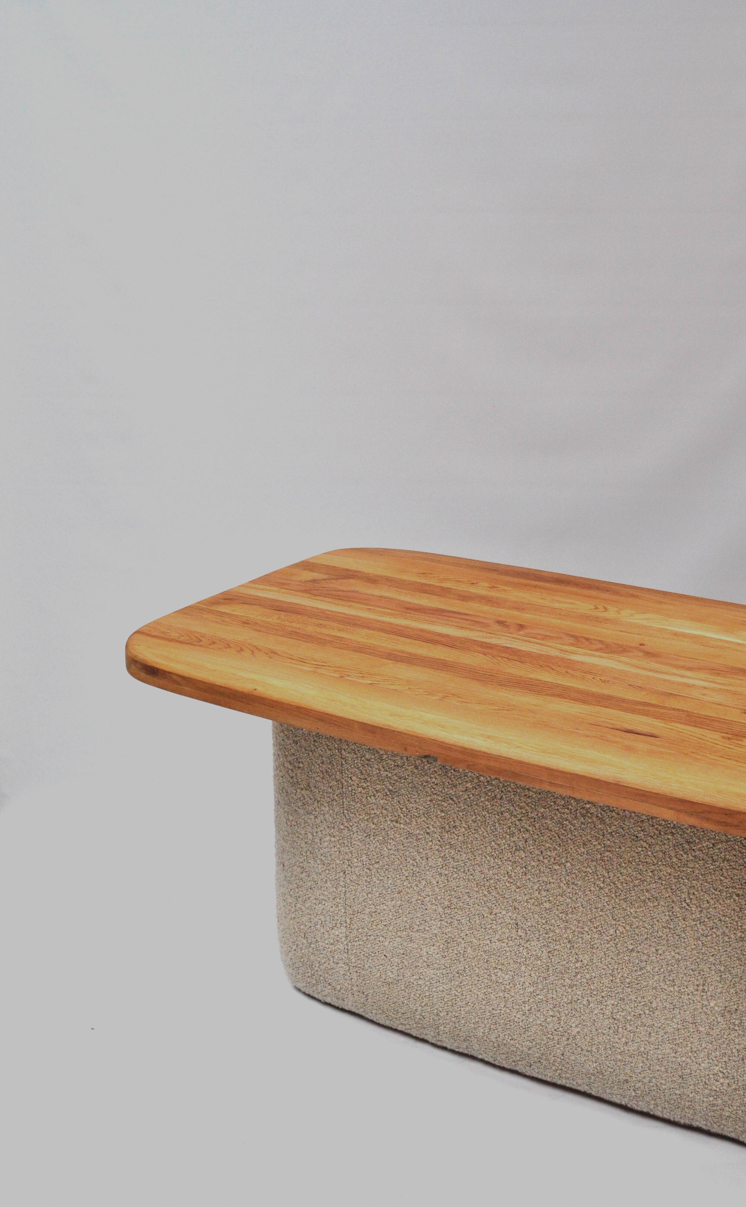 Soft Table — One-Off Sculptural Table in Reclaimed Oak and Wool by Zachte Z