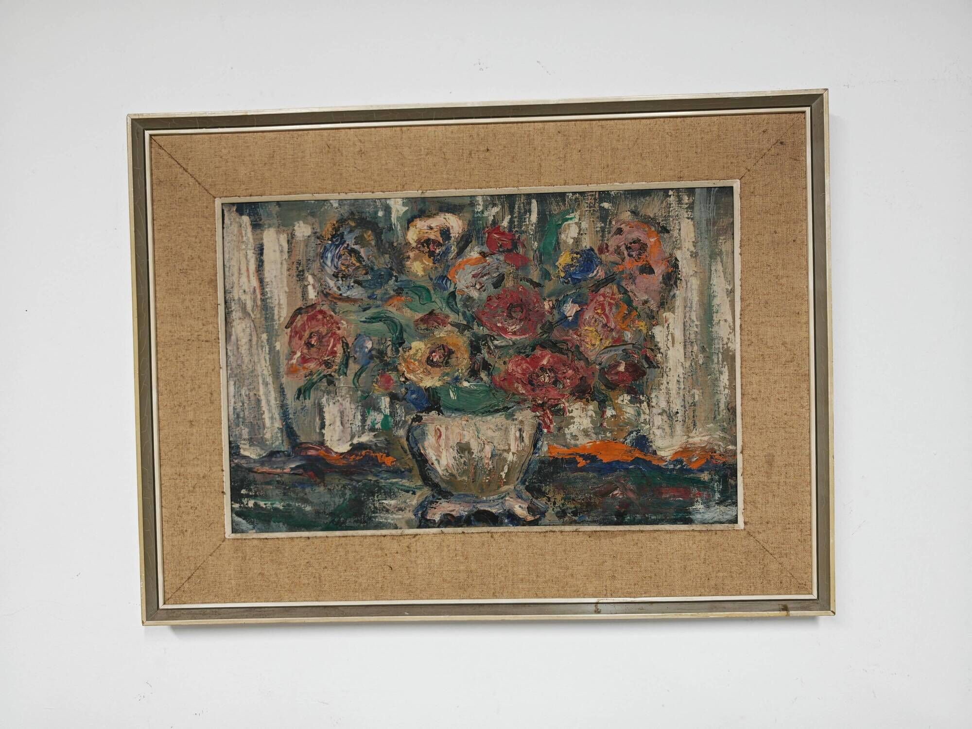 Modernist oil on canvas 'Flowers' by Branislava Modelska-Jovanovic