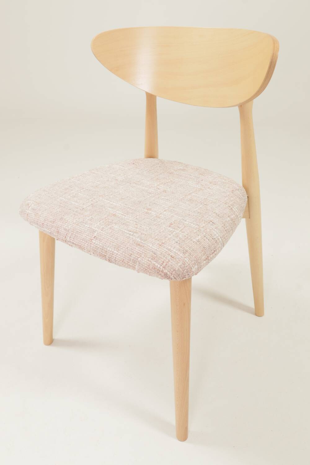 Dining Chairs Set of 6 Pink Soft Fabric Scandinavian design Natural wo