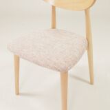 Dining Chairs Set of 6 Pink Soft Fabric Scandinavian design Natural wo
