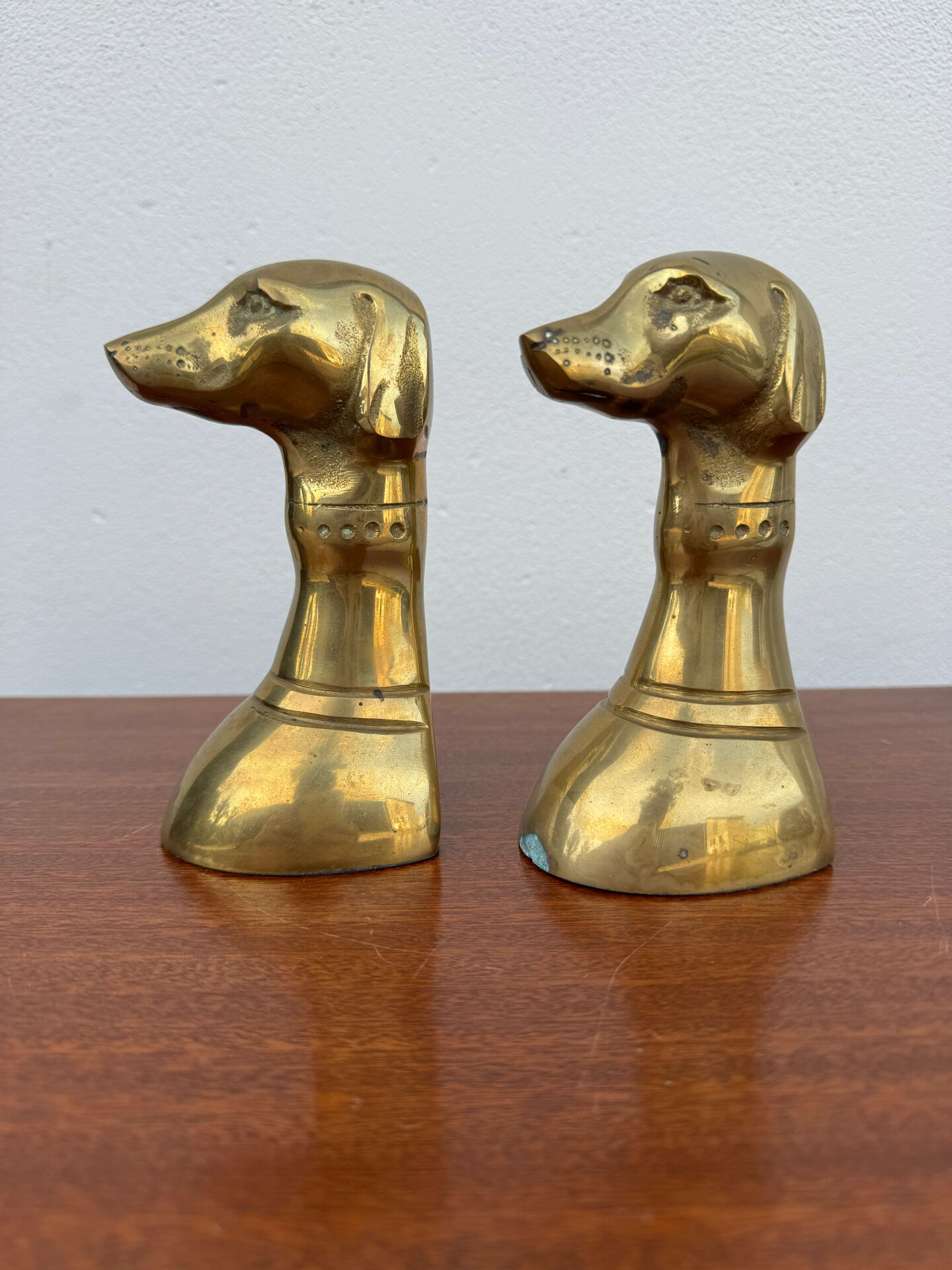 Dog bookends, solid brass, 1970s.