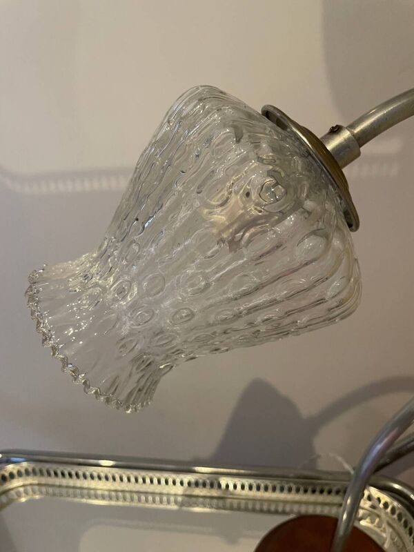 Lampe à poser col de cygne métal et bois