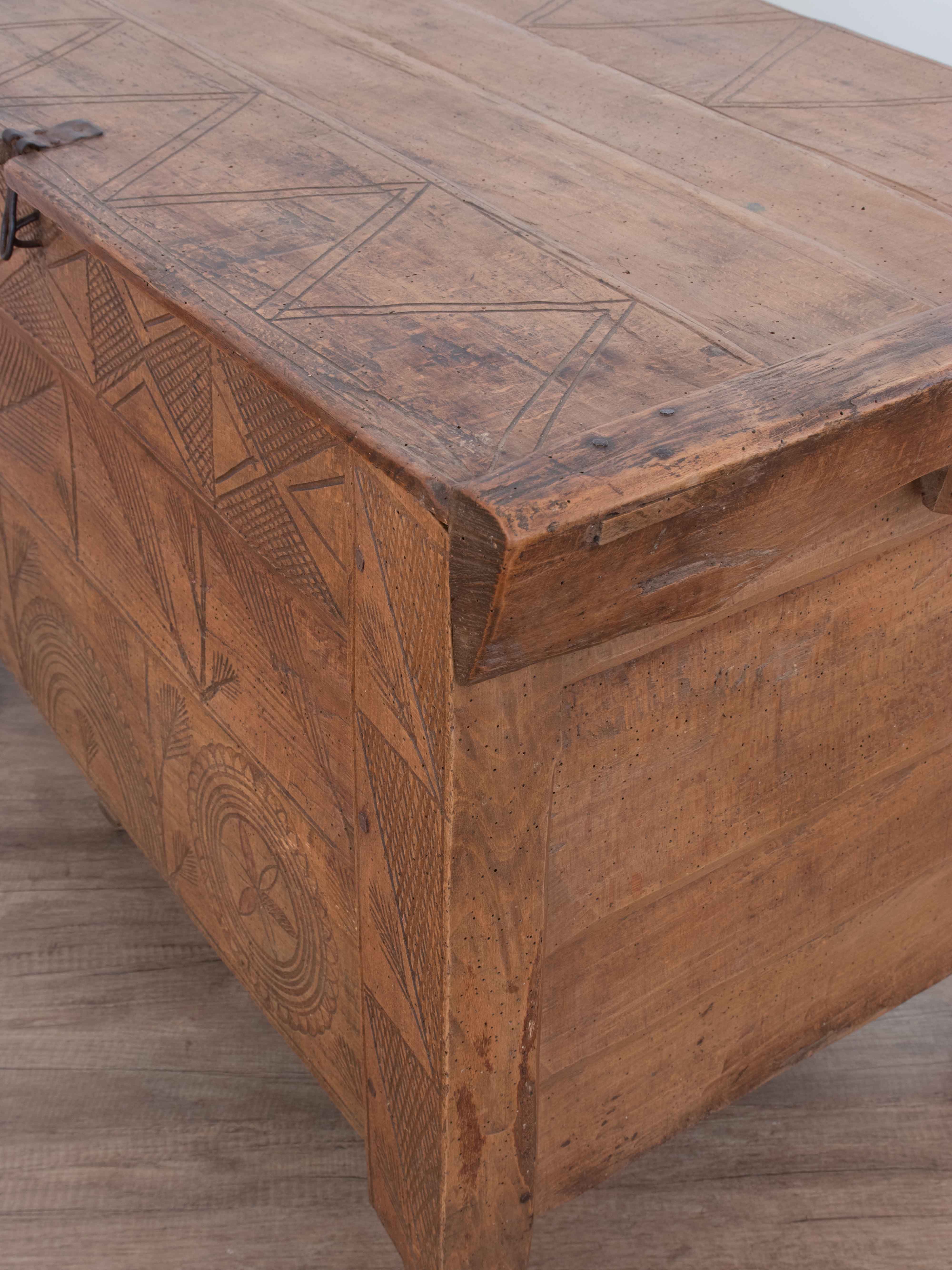 Antique Hand-Crafted Beech Trunk