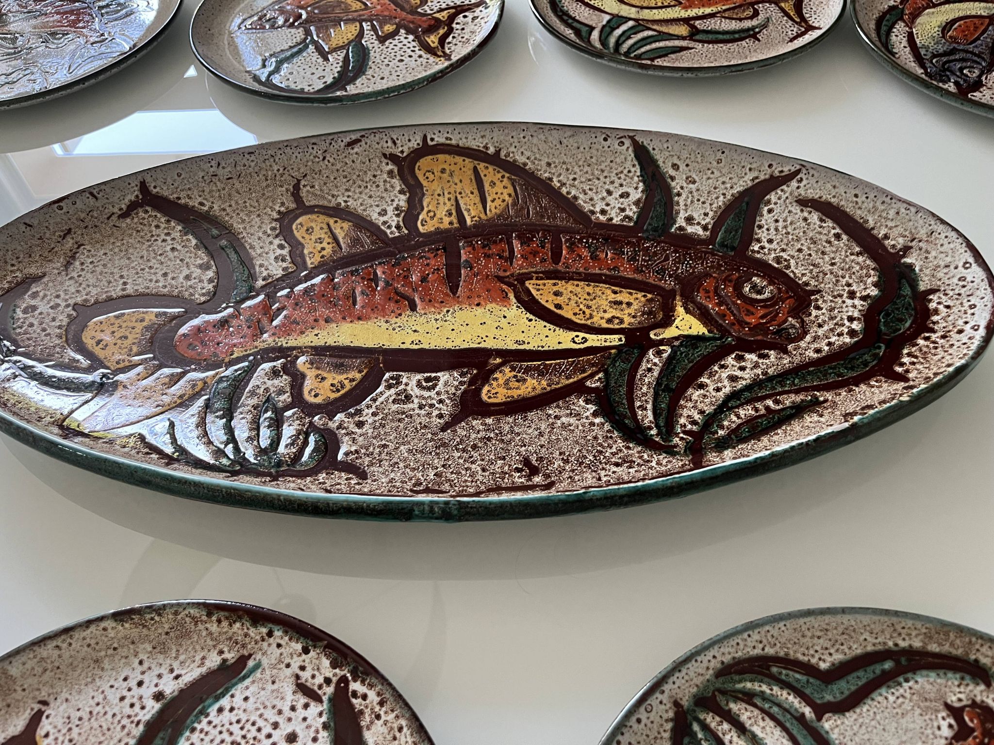 Service à poisson Vallauris plat + 12 assiettes