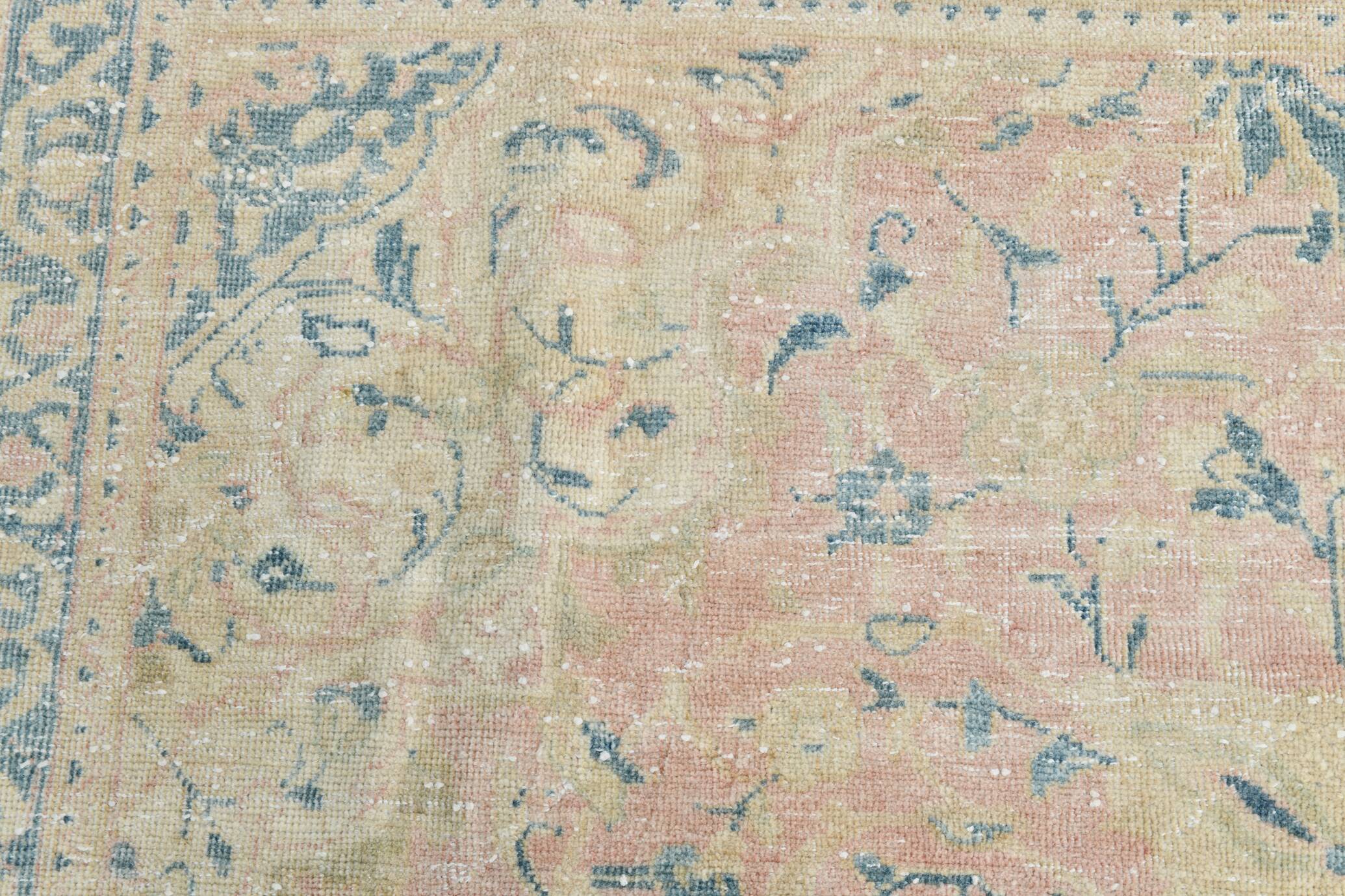 Large Pastel Pink Persian Floral Carpet, 294x382Cm