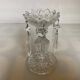 Pineapple candlestick with six glass moulded pendants.