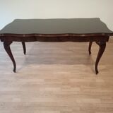 Chippendale mahogany table XXth with walnut piano in smoked tempered glass