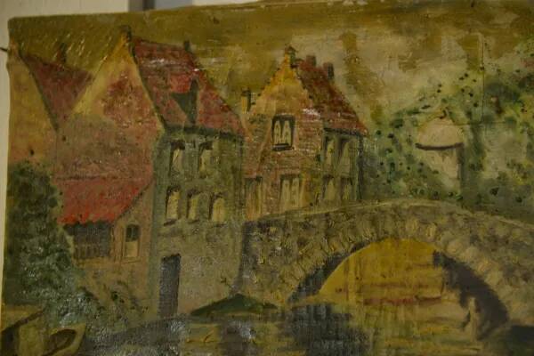 Oil painting popular art Bruges 20th century 1960