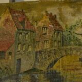 Oil painting popular art Bruges 20th century 1960