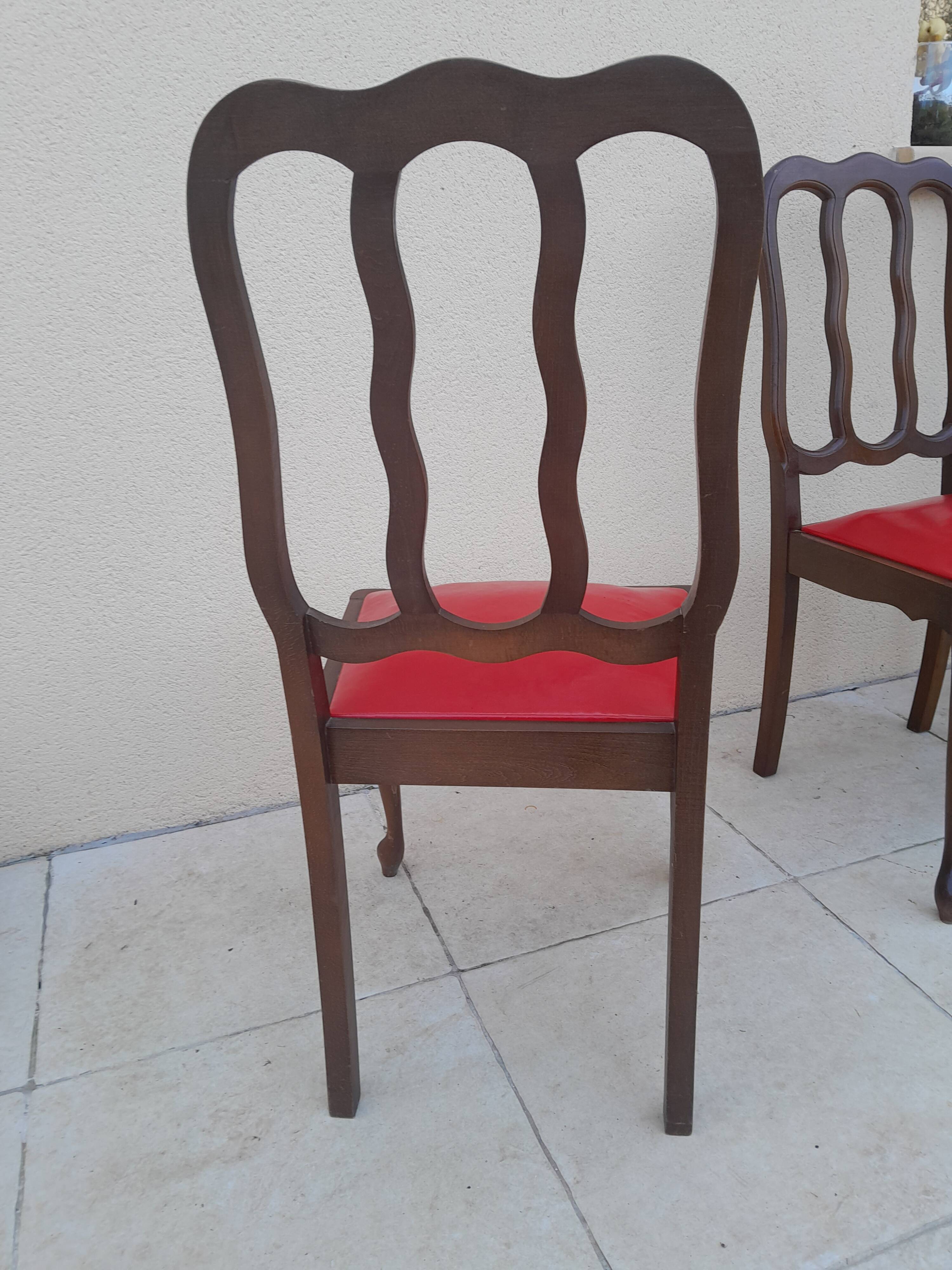 6 vintage art deco Louis VX leather wood chairs