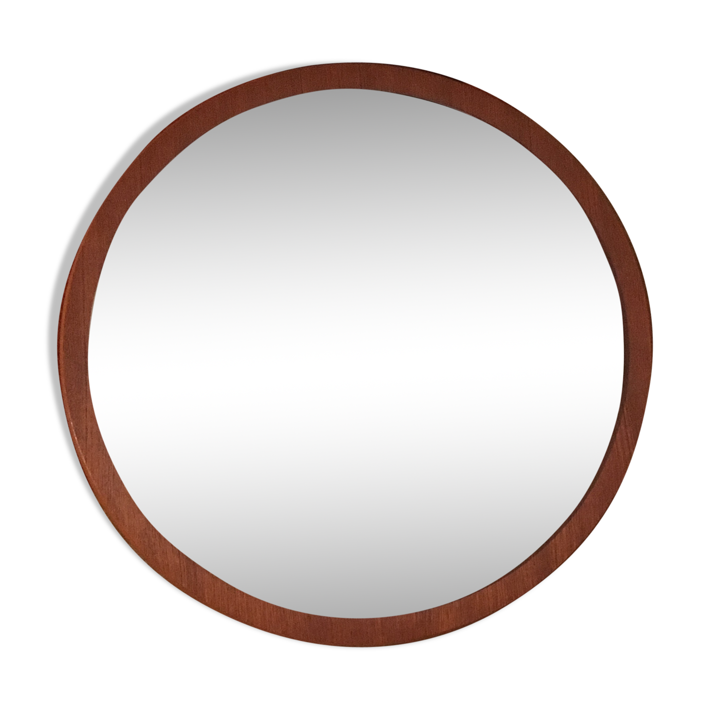 Round vintage Scandinavian mirror in teak - 60s - 47.5x47.5cm