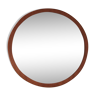 Round vintage Scandinavian mirror in teak - 60s - 47.5x47.5cm