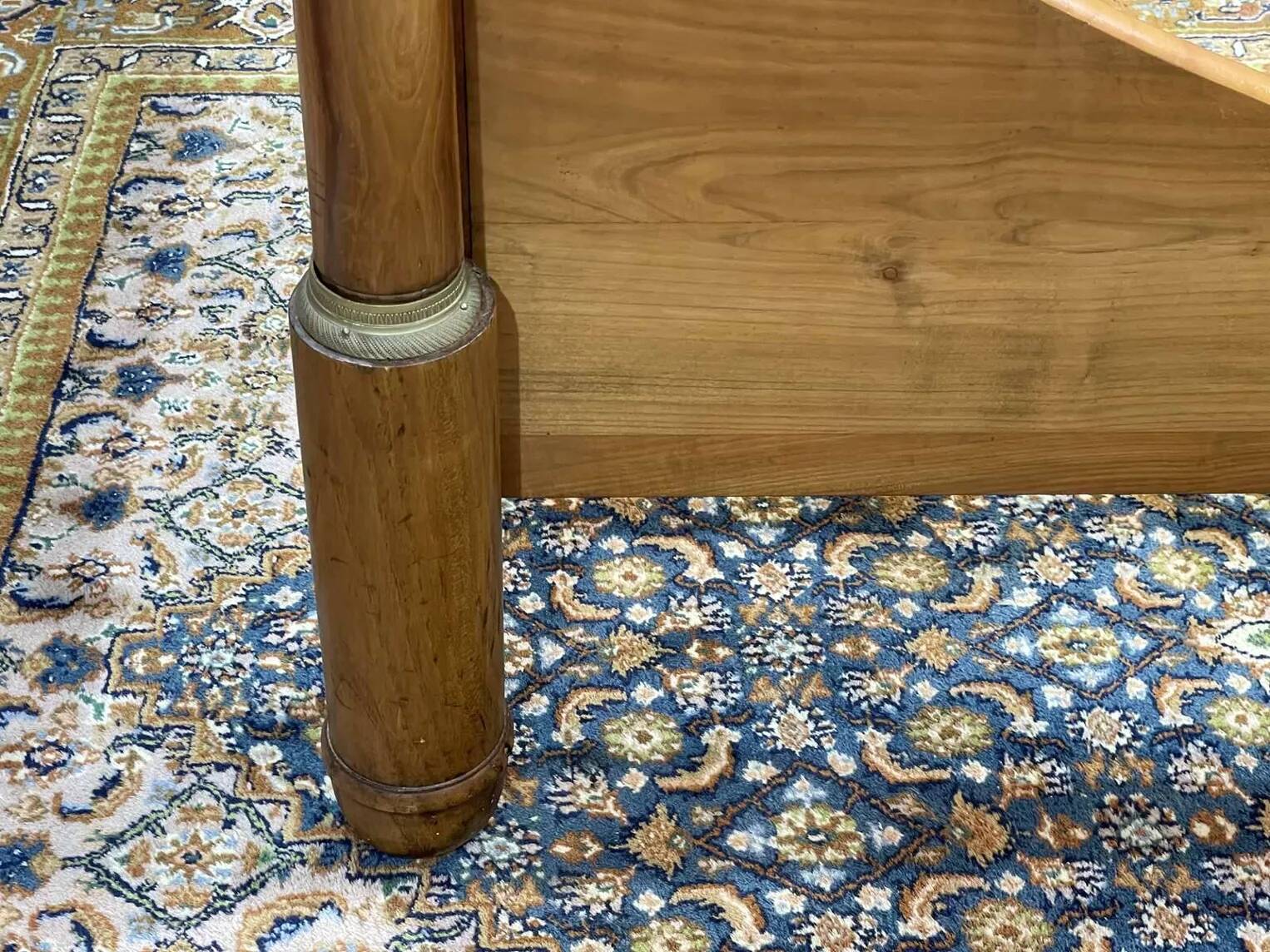 19th century Empire sleigh bed in cherry wood - Bedding: 1m82x98cm