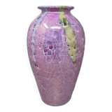 1960s Astonishing Giuseppe Locci Polycrome Craquelé Vase in Sardinian Ceramic. Made in Italy