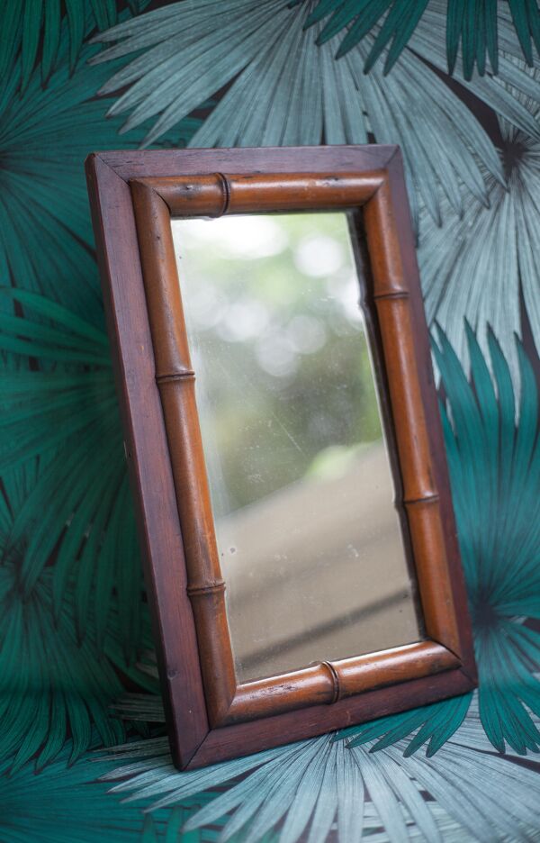 Miroir vintage, miroir bois, miroir bambou