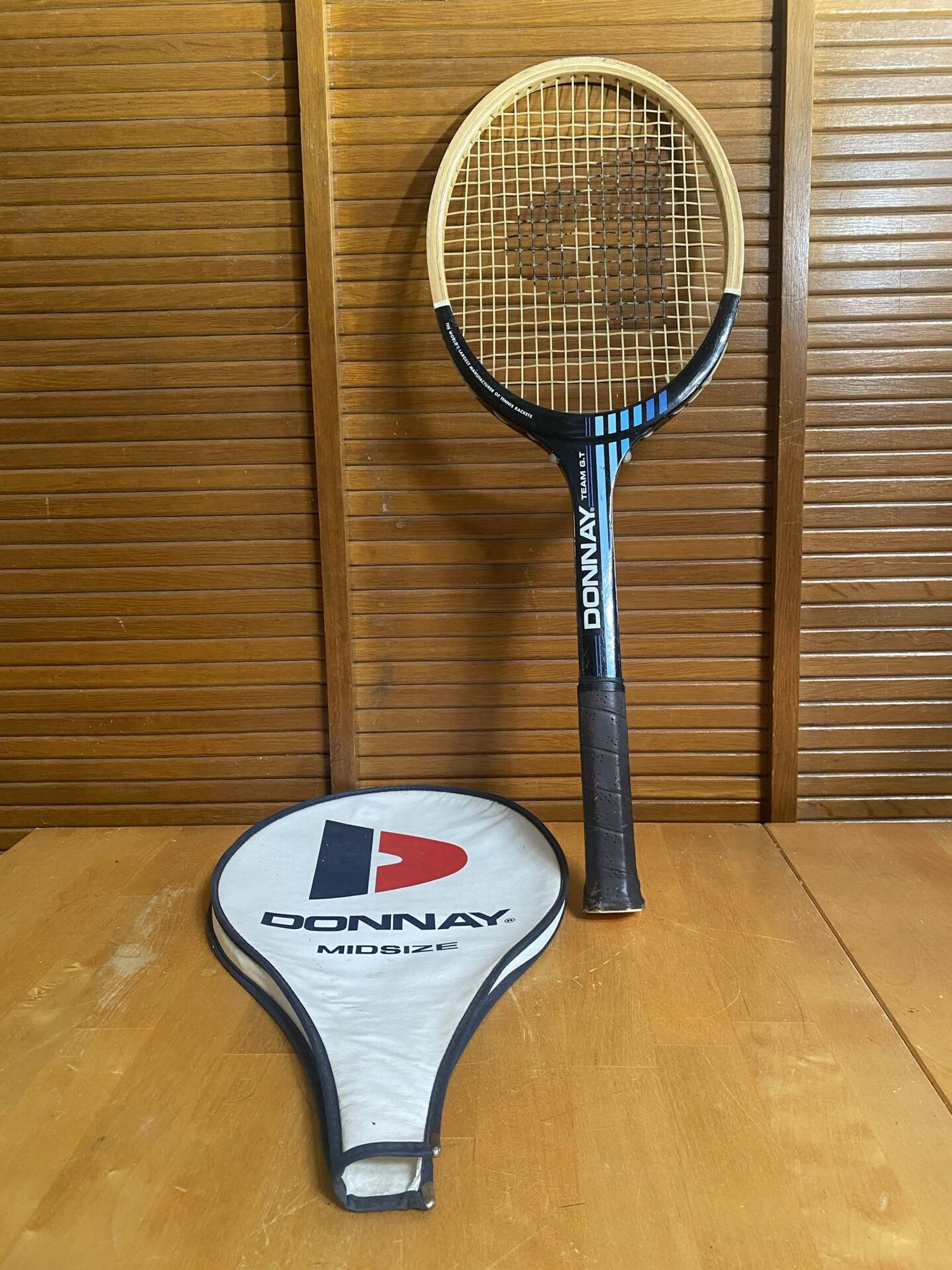 Vintage donnay team gt wooden tennis racket + donnay cover #