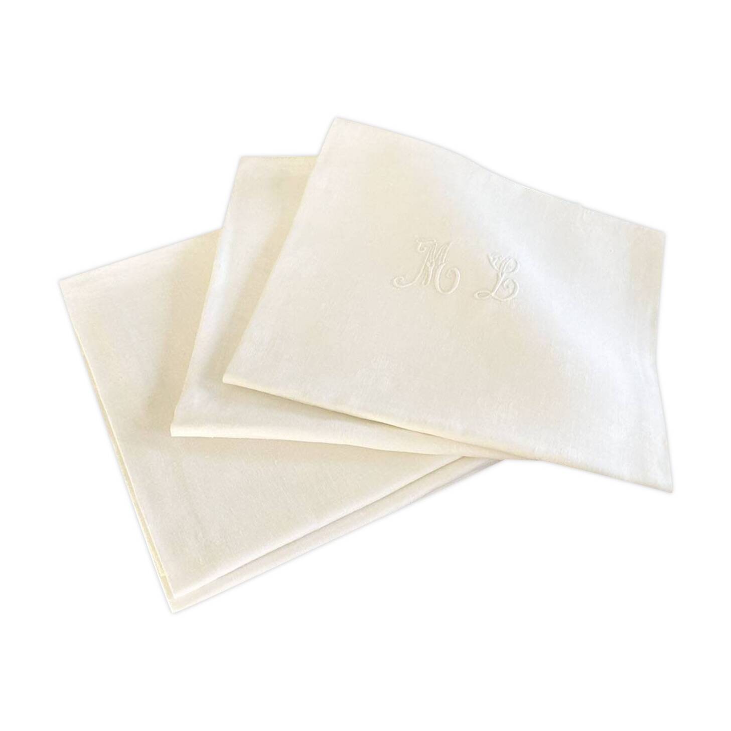 8 antique damask and monogrammed cotton/linen blend table napkins