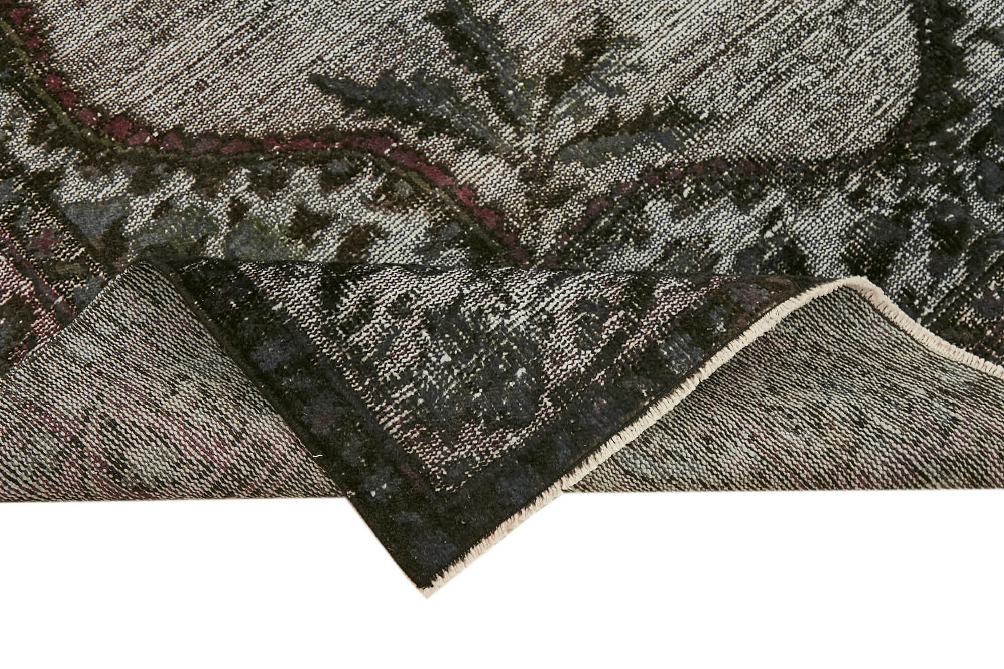 Tapis turc vintage noué à la main des années 1980 175 cm x 302 cm gris