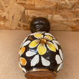 Antique glazed terracotta vase flower decor made in italy vintage
