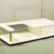 White High Gloss Free Form Italian Design Coffee Table w. Brass Accents 70s