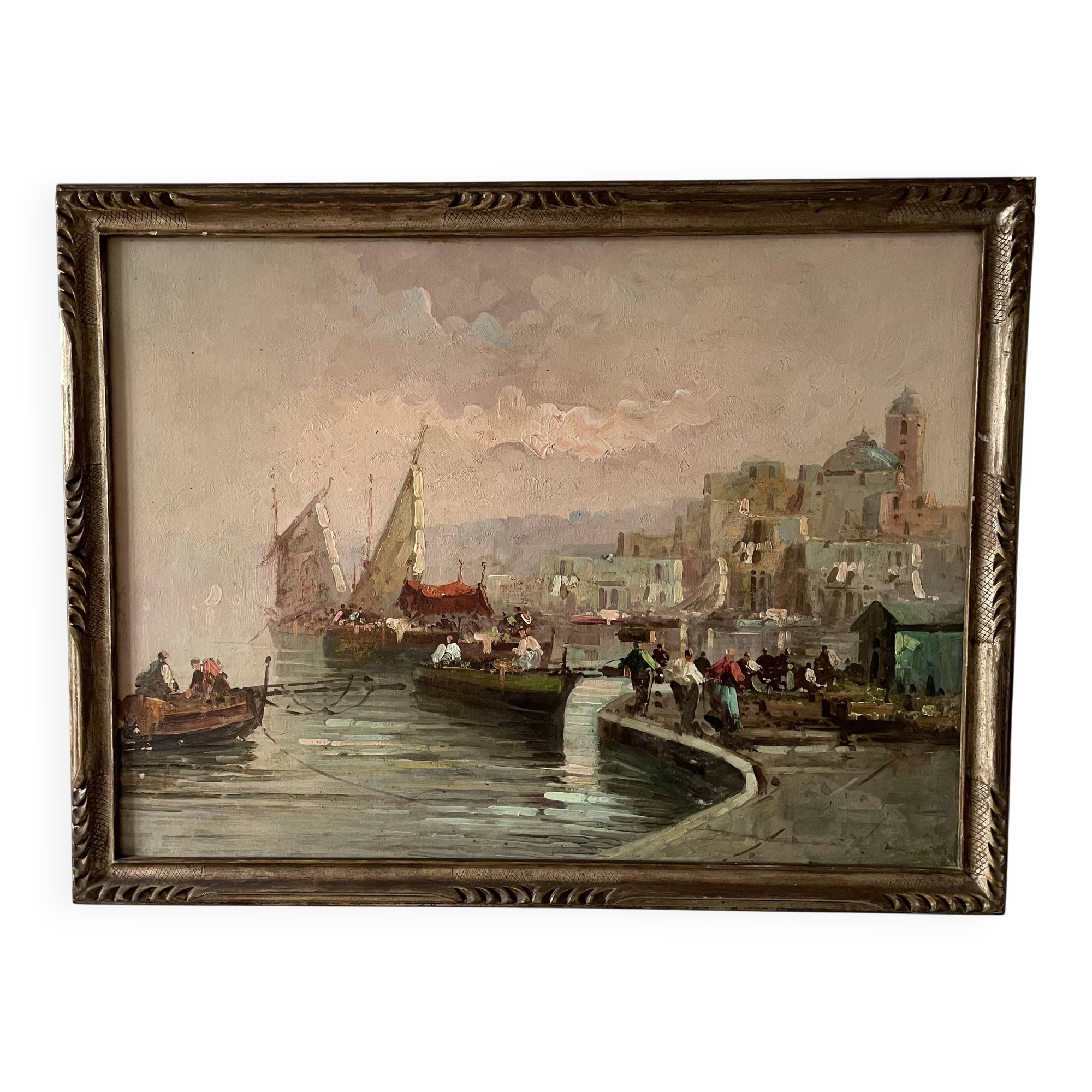 Oil on canvas "Italian Port"