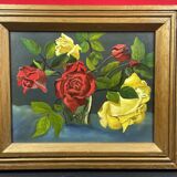 Tableau non signé huile sur isorel, Bouquet de Fleurs