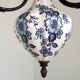 French country lantern ceiling light blue floral finial opaque glass shade 4521