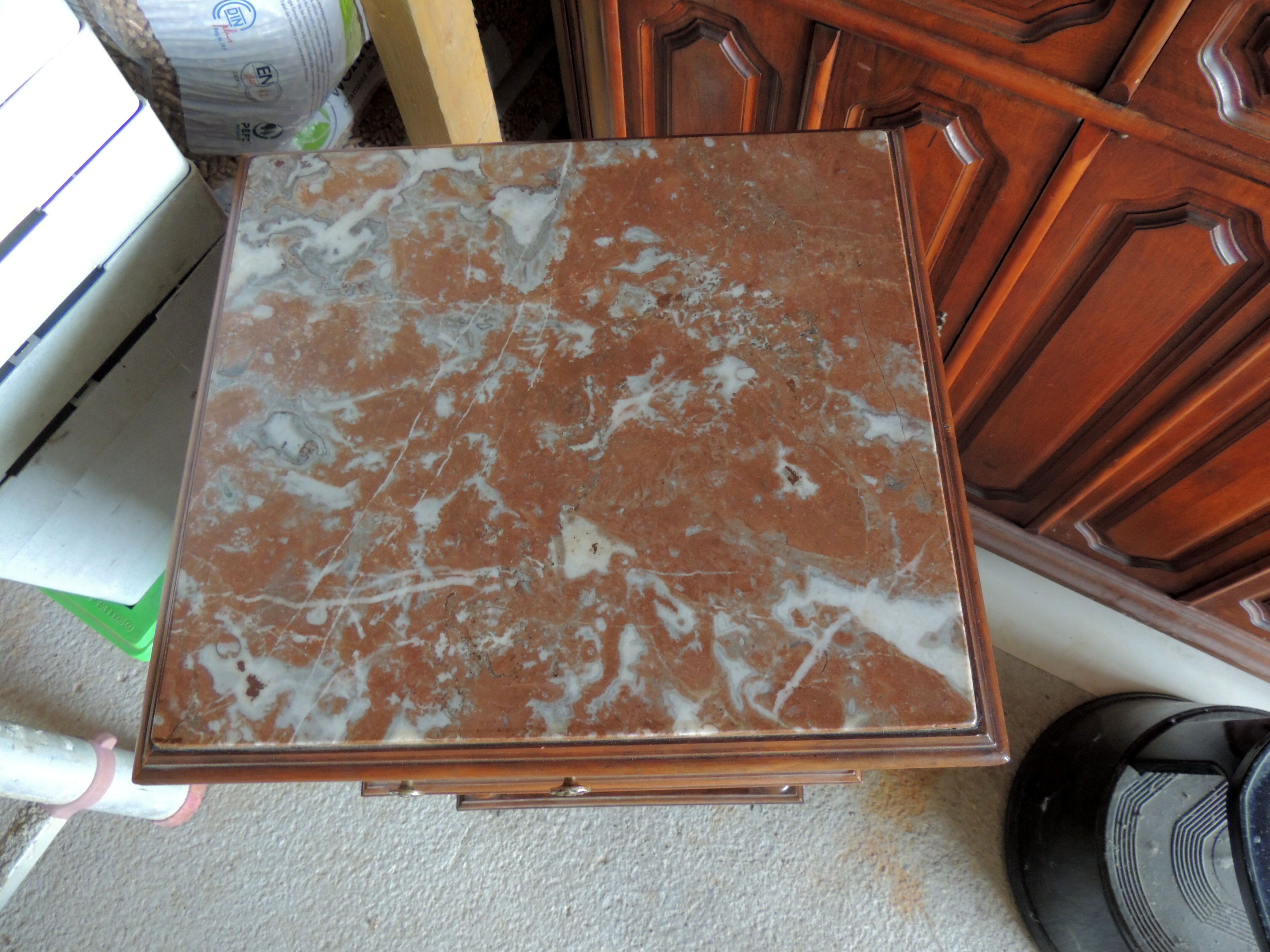 Old marble flat nightstand bedside