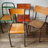 4 mismatched metal & wood chairs