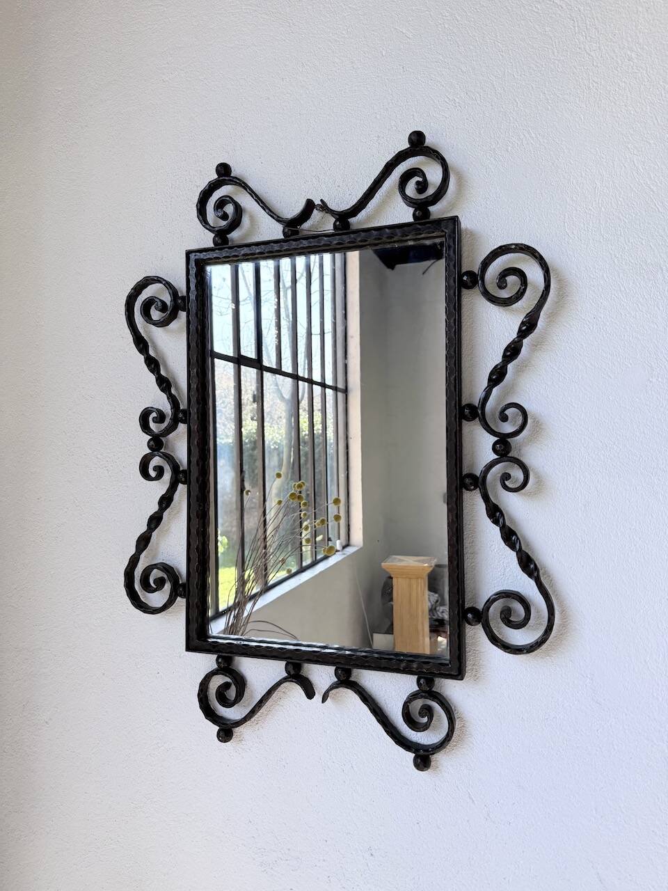 Brutalist wrought iron mirror 1940