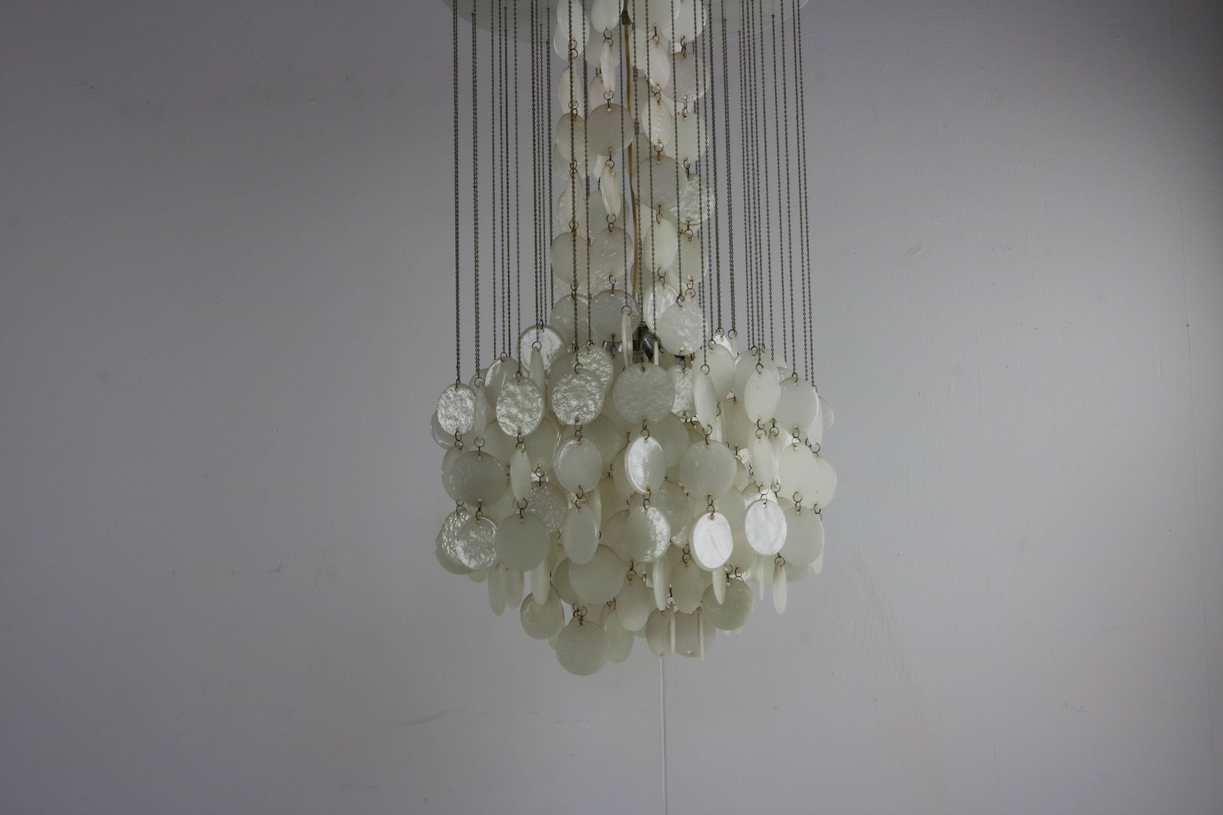 Sixties ceiling lamp with small ceramic shells