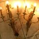 Pair of gilded bronze wall sconces with three lights