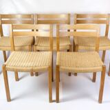 Set Of Five Dining Chairs Model 401 Made In Oak By Jørgen H. Møller