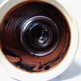 A pair of vintage stoneware pots from the 80s-90s with a Japanese style, signed handmade pottery.