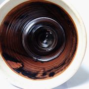 A pair of vintage stoneware pots from the 80s-90s with a Japanese style, signed handmade pottery.