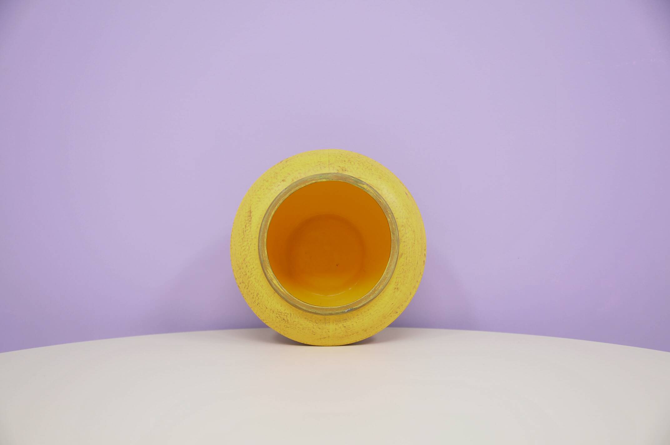 vintage green and yellow flower pot