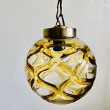 Yellow blown glass globe suspension 1960