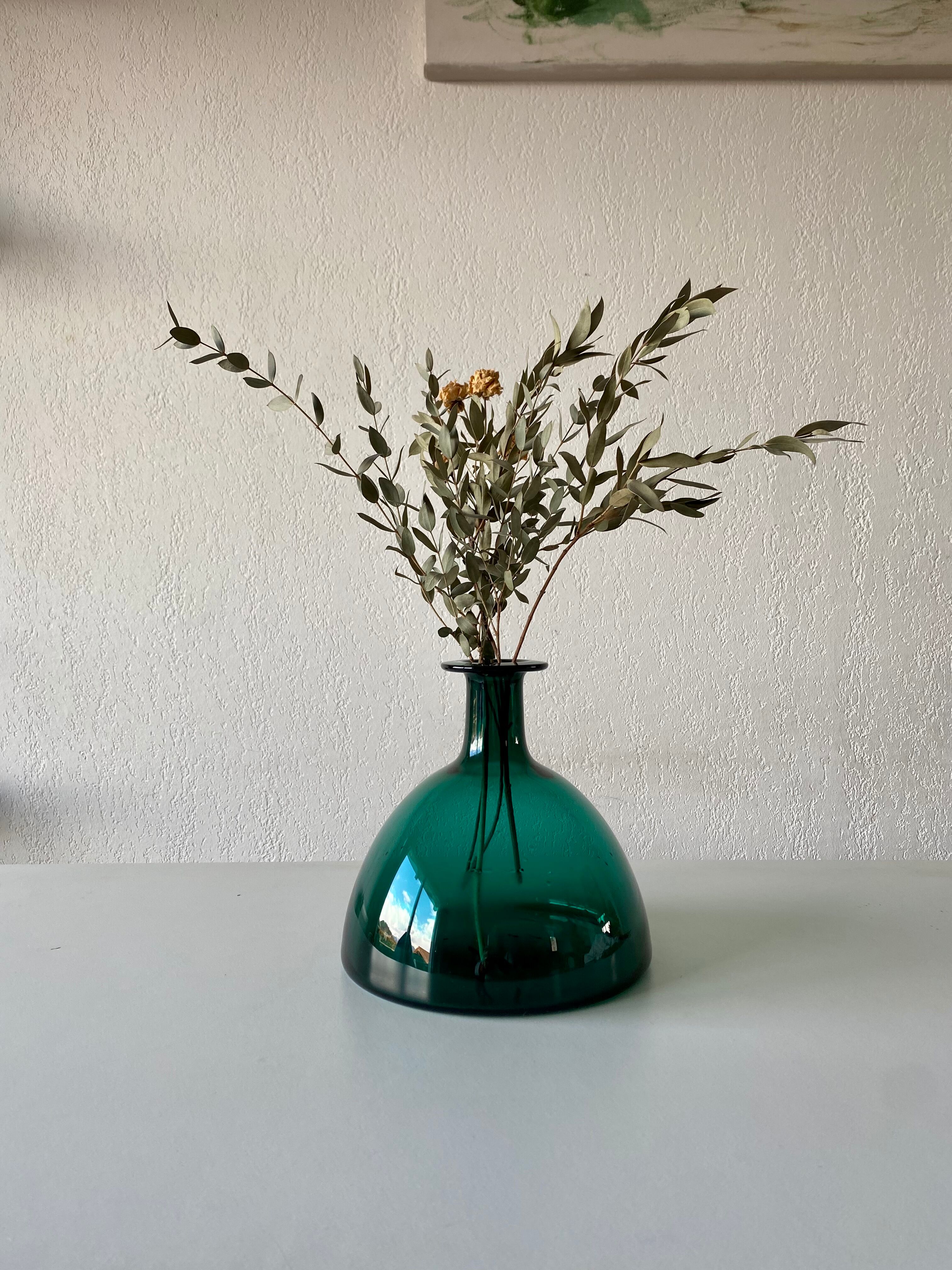 Blown glass vase signed holmegaard 1961