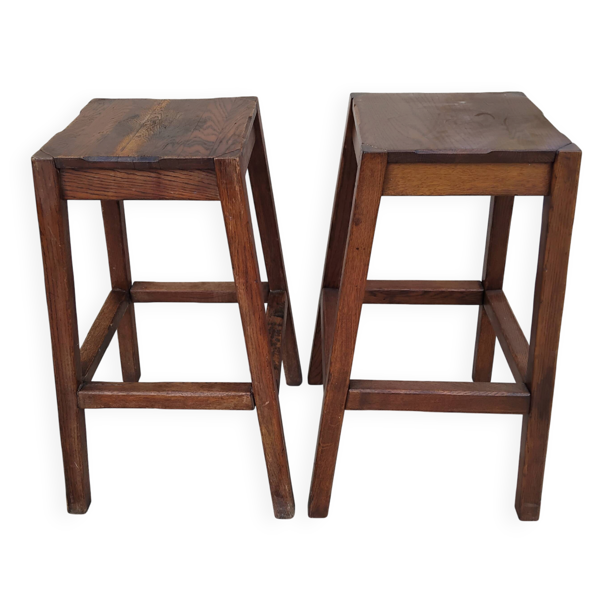 Pair of vintage oak stools