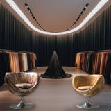 Leather swivel armchairs, early twenty-first century, set of 2