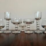 Unique luxurious set of 7 design glasses by Moser for Hotel Prag, 1970s