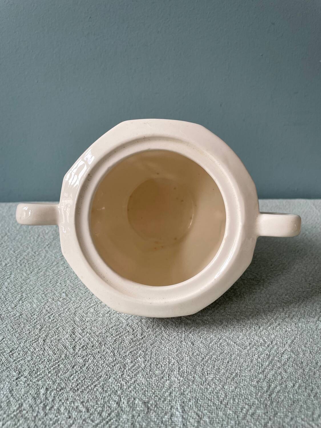 Vintage sugar bowl in half Badonviller porcelain
