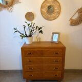 Très belle commode vintage en chêne miel