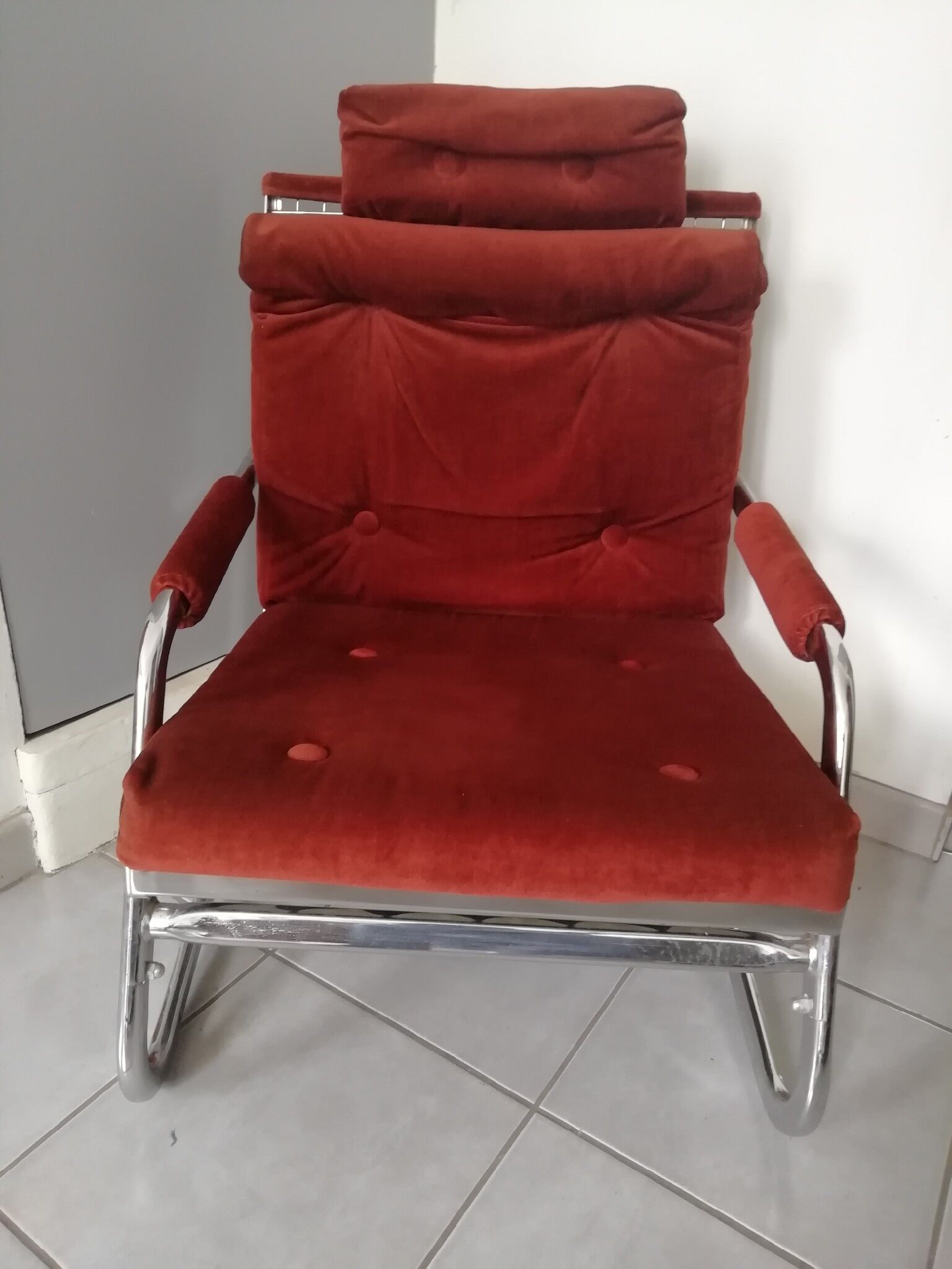 70s velvet armchair