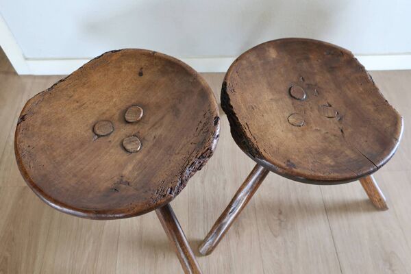 2 Tabourets Tripodes de Berger, de Vacher, Début du XXème siècle