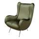Fauteuil italien des années 1950 style Senior Zanuso en velours vert.